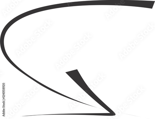 Hand drawn arrow. Curved arrow. Brushed stroke arrow. Graphic design element