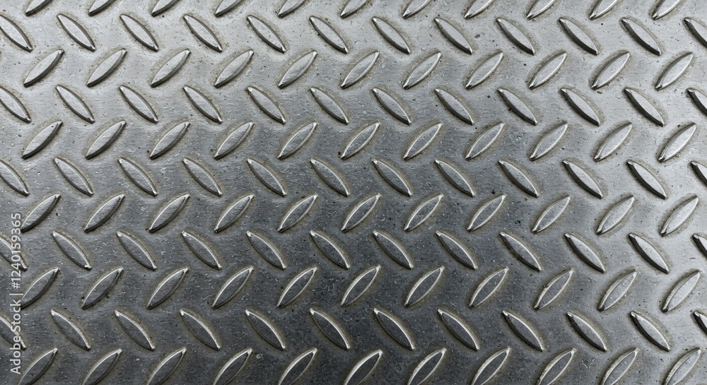 A close-up of a metallic diamond plate with a raised, repeating pattern. The textured steel surface provides grip and is commonly used for industrial and safety applications. A close-up of a metallic diamond plate with a raised, repeating pattern. The textured steel surface provides grip and is commonly used for industrial and safety applications.