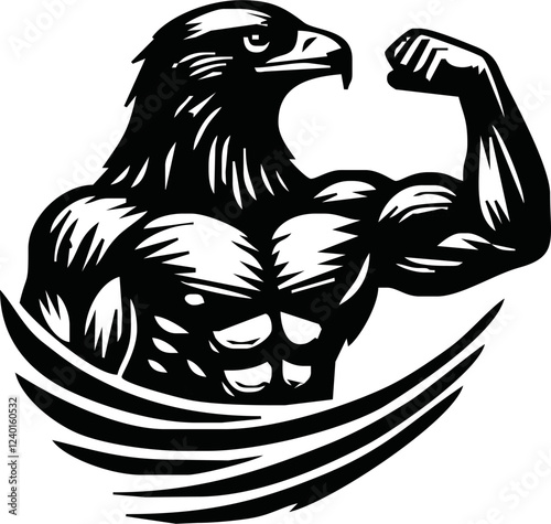 Body Builder Character with Eagle Head