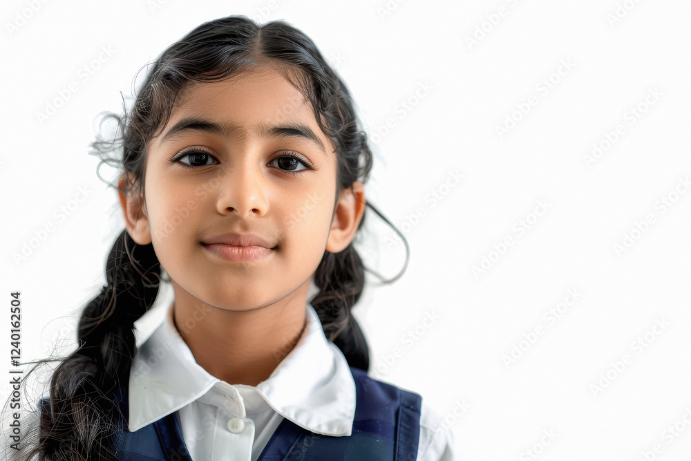 indian schoolgirl standing on isolated background indian schoolgirl standing on isolated background