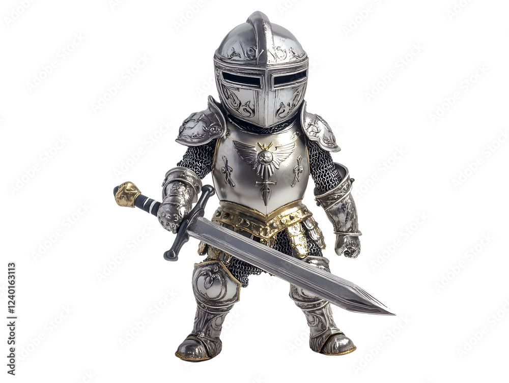 Detailed Knight Figurine with Sword in Traditional Armor Display