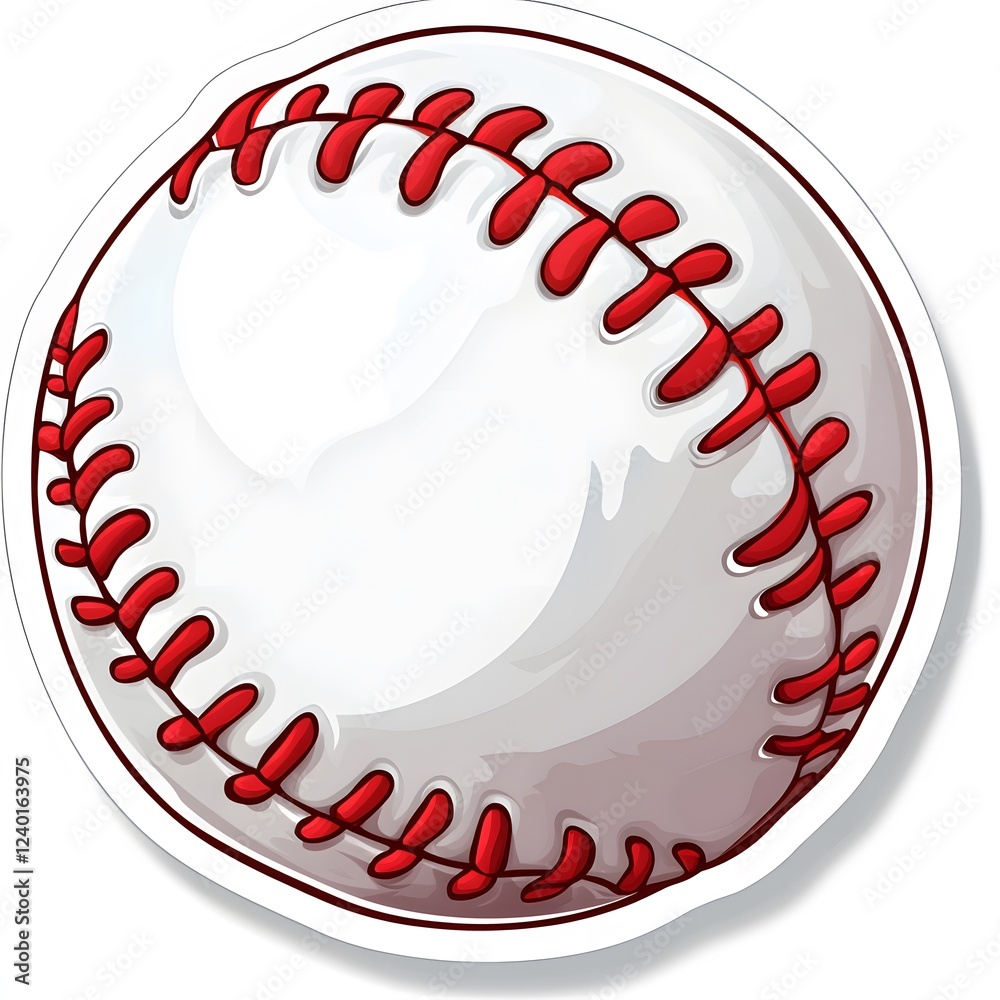 A Classic White Baseball with Red Stitching