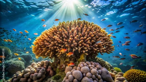 Wallpaper Mural Vibrant Coral Reef Underwater Scene with Colorful Fish and Blue Water Torontodigital.ca