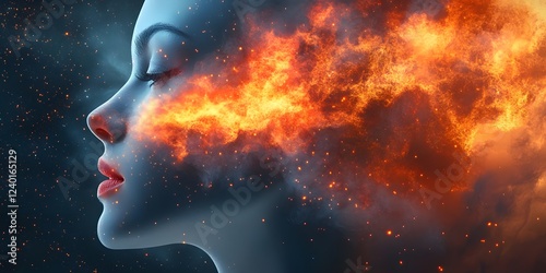 Fiery Transformation: A Woman Embraces Inner Fire