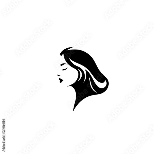 Elegant Woman Profile: Minimalist Black and White Vector Art.  Perfect for fashion, beauty, and logo design.  A stylish and sophisticated graphic illustration.