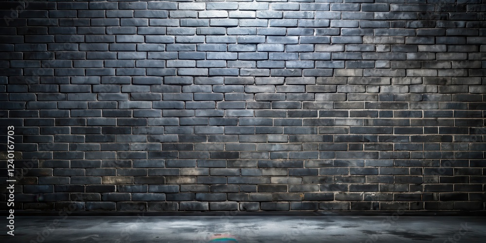Fototapeta premium Dark Brick Wall Background with a Concrete Floor Ideal for Dramatic Designs