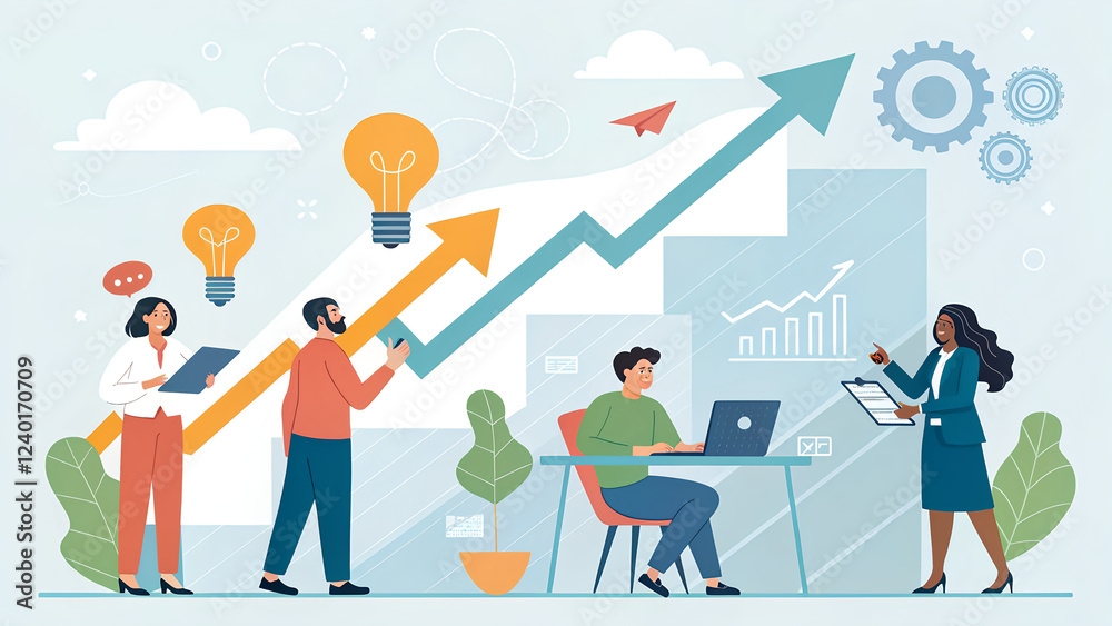 Business Success Concept with Teamwork and Growth Visualization Business Success Concept with Teamwork and Growth Visualization