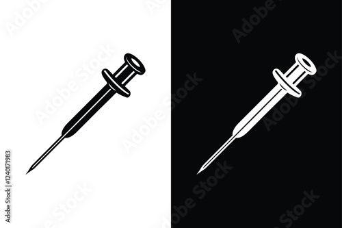 Simple, Modern Injection Needle Icon silhouette for Infographics. needle, icon, vector, illustration