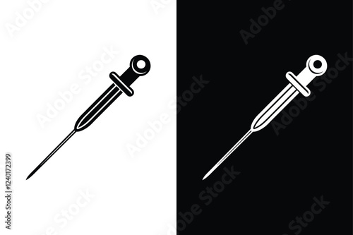 Flat Vector Needle Icon silhouette for Medical and Vaccine Designs. needle, icon, vector, illustration