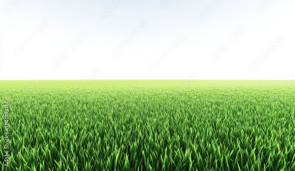 Vibrant green grass field extending to a bright white horizon, bright outdoor lighting, summer, nature, landscape, background, texture, horizontal Vibrant green grass field extending to a bright white horizon, bright outdoor lighting, summer, nature, landscape, background, texture, horizontal