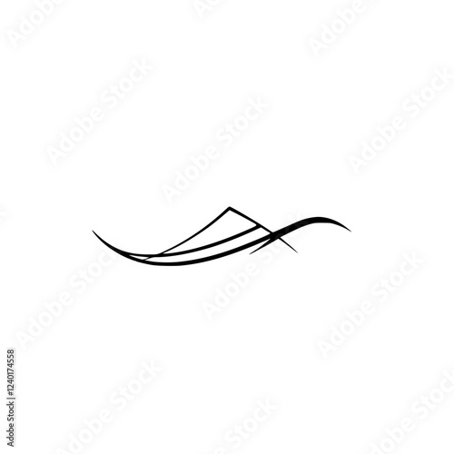 Abstract Landscape: Minimalist Mountain and Wave Line Art Design. Simple, Elegant Nature Illustration. Perfect for logo, symbol, or graphic design.