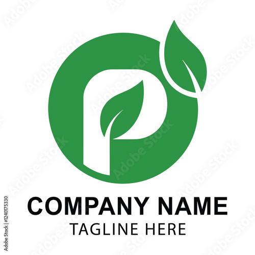 Eco-Friendly Company Logo Featuring the Letter "P" and Leaves