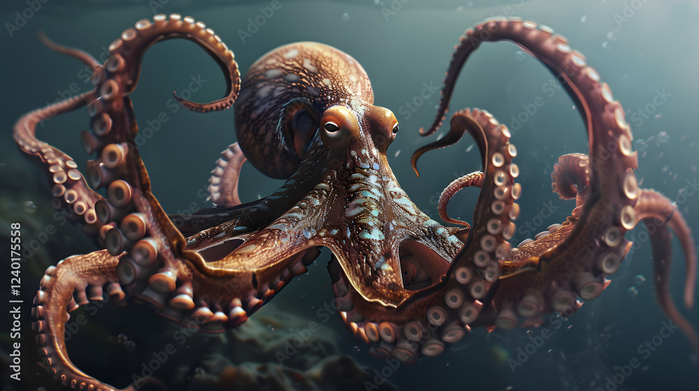 Obraz premium Octopus realistic close up