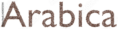 Arabica Coffee Beans 3D Render Text Word - Isolated on Transparent Background
