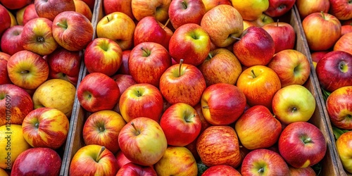 Abundant Red & Yellow Apples: Fresh Fruit Market Crate Close-Up