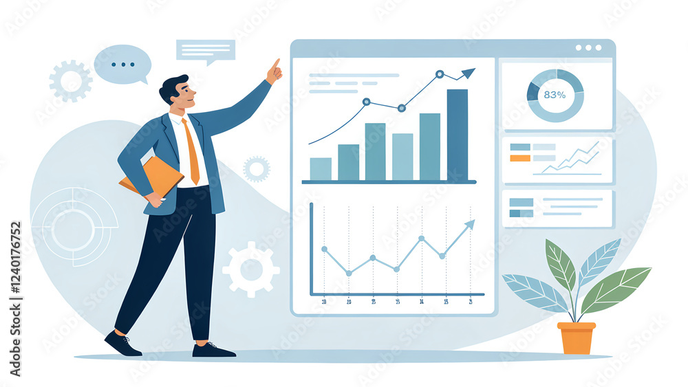 Fototapeta premium Business Professional Presenting Data with Charts and Graphs