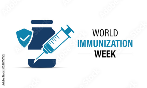 World Immunization Week is an annual global event celebrated every last week of April to highlight the importance of vaccines in protecting people. Stethoscope and Earth, syringe, vaccine.Vector eps10