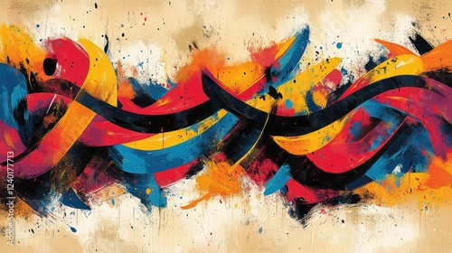 Abstract Persian calligraphy with bold artistic strokes