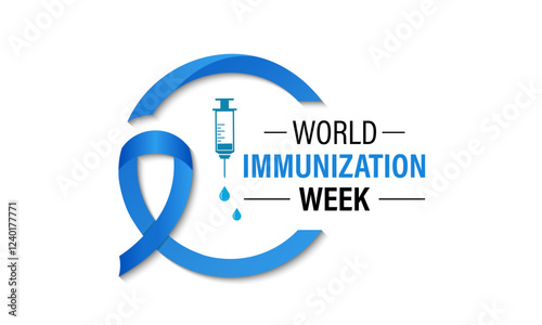 World Immunization Week is an annual global event celebrated every last week of April to highlight the importance of vaccines in protecting people. Stethoscope and Earth, syringe, vaccine.Vector eps10