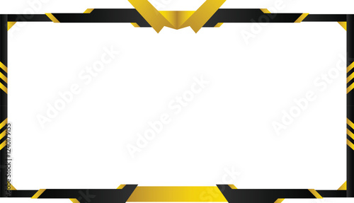 Modern Black and Gold Geometric Twitch Overlay Frame Design with Artistic Parallel Lines