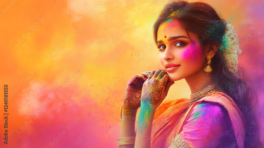 Naklejka premium happy holy indian festival of color background