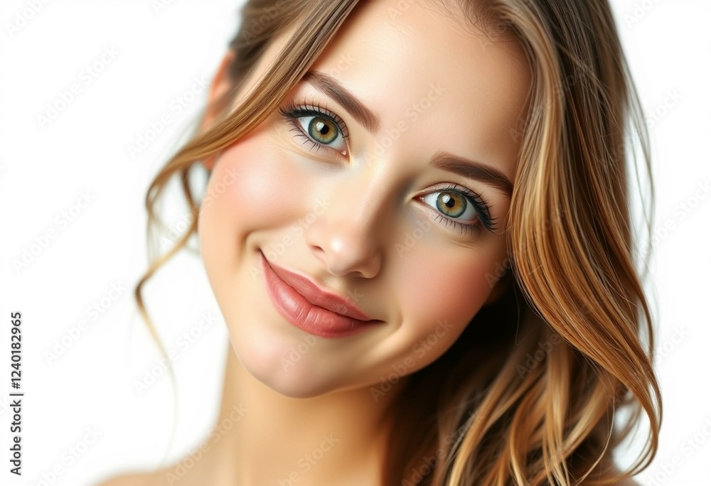 Naklejka premium Female portrait on white background