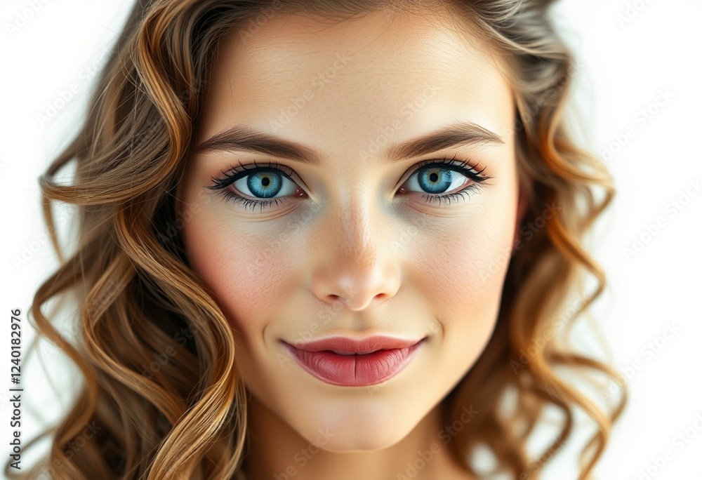 Photorealistic female portrait with subtle gradient background Photorealistic female portrait with subtle gradient background