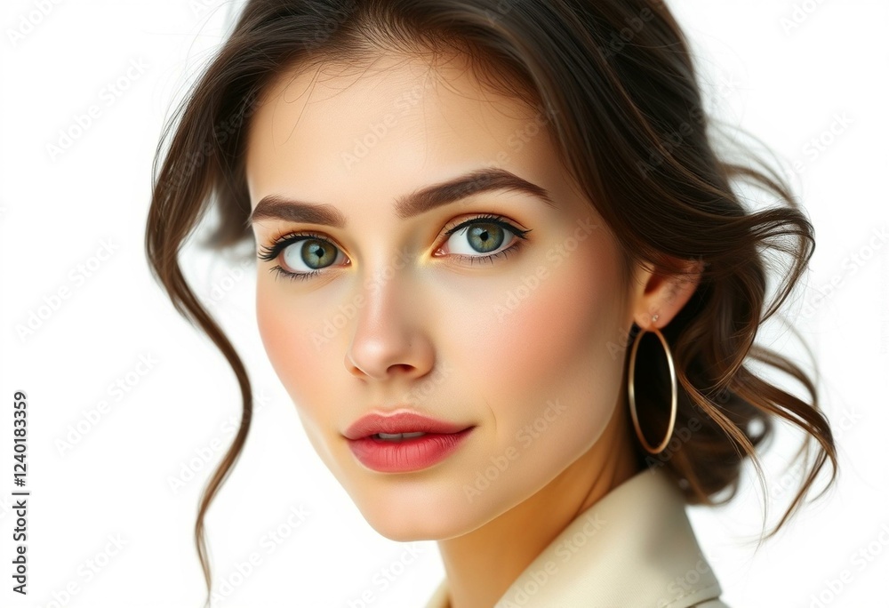 Photorealistic female portrait on white background Photorealistic female portrait on white background