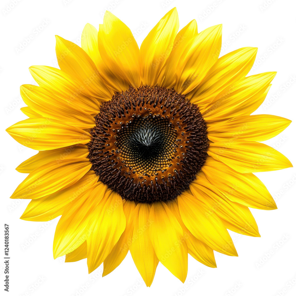 Fototapeta premium Bright and Vibrant Sunflower Head Against a Plain Background