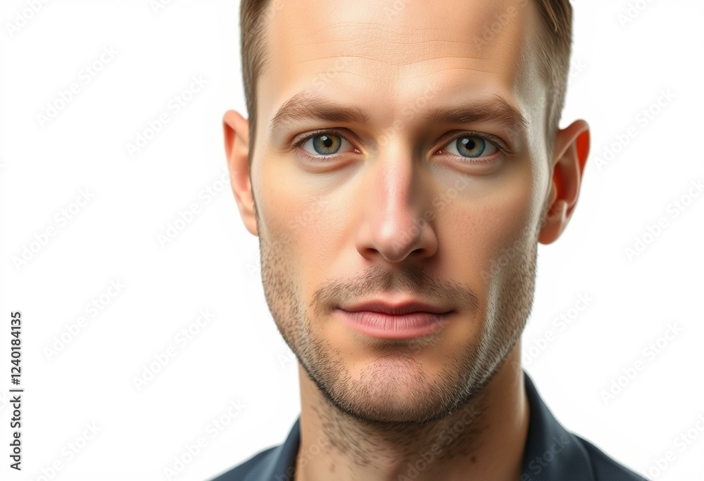 Fototapeta premium Photorealistic male portrait on white background