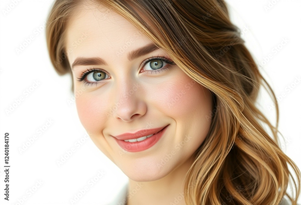 Female portrait with gentle smile and loose waves Female portrait with gentle smile and loose waves