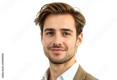 Photorealistic male portrait on white background photo