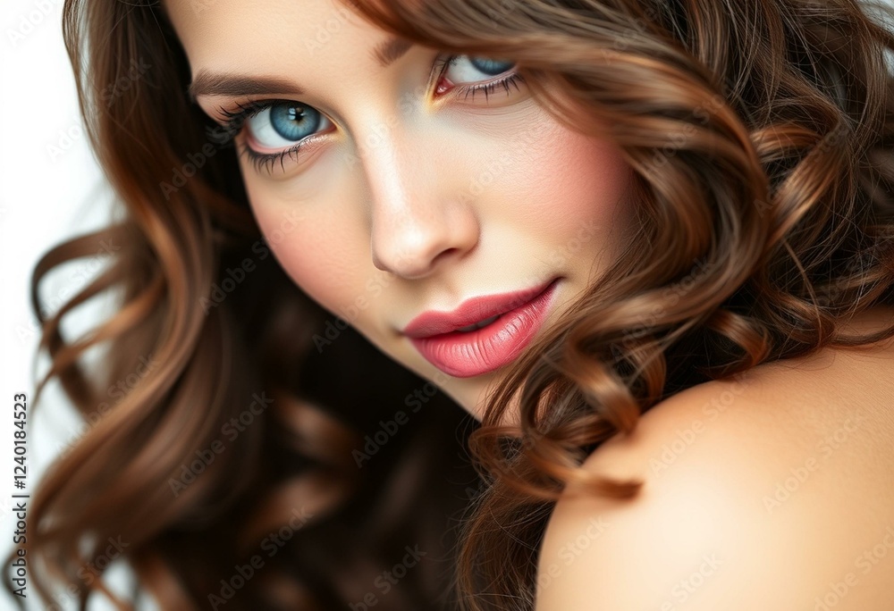 Fototapeta premium Photorealistic female portrait on white background