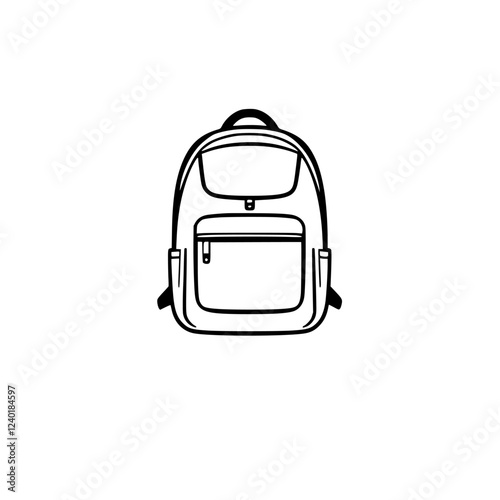 Black and White Backpack Illustration: A Simple Design for School, Travel, and Everyday Use