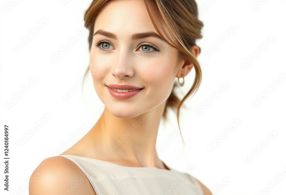 Photorealistic female portrait on white background Photorealistic female portrait on white background