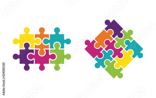 Puzzle adoption help care Vector Illustration design