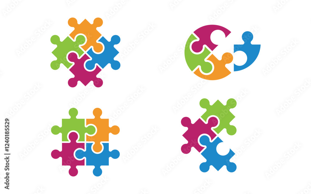 Puzzle adoption help care Vector Illustration design