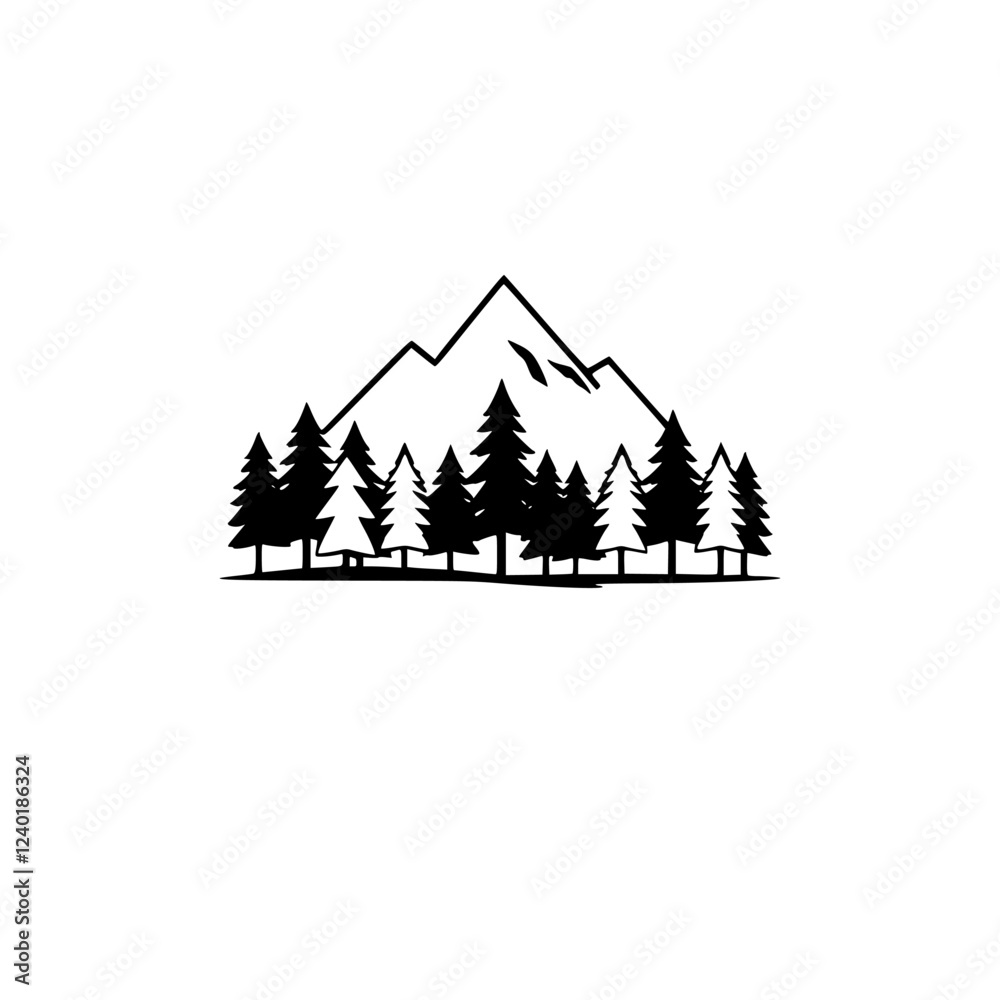 Obraz premium Majestic Mountain Peak with Lush Forest: A Breathtaking Nature Landscape