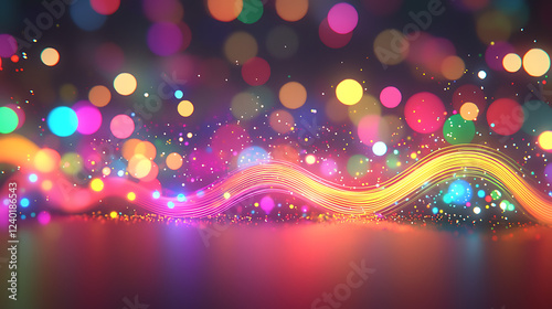 Festive lights swirl, bokeh background, celebratory design