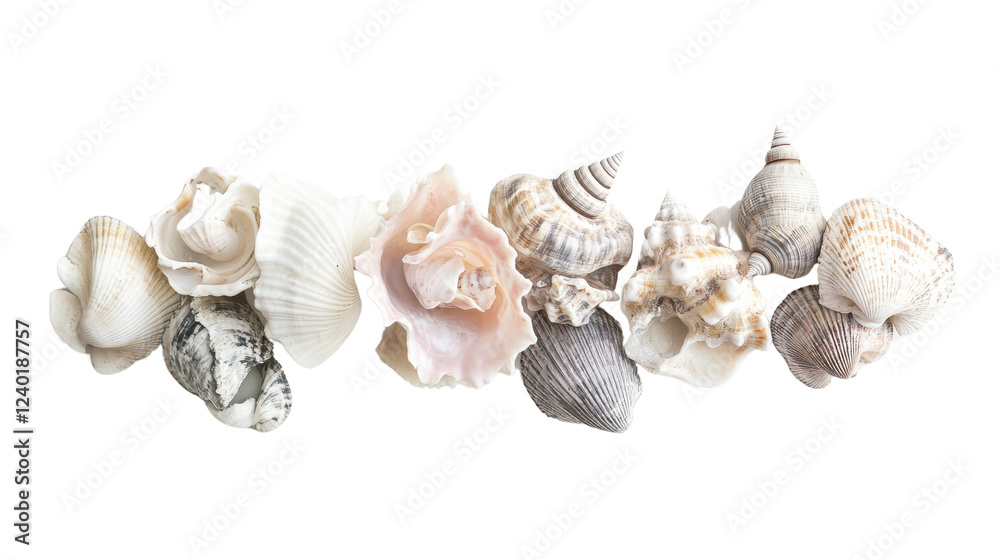Collection of sea shells isolated on white background Collection of sea shells isolated on white background