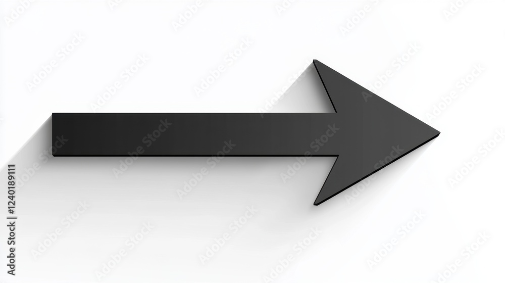 A thick arrow pointing to the right with a shadow effect for a modern infographic style on a white background. A thick arrow pointing to the right with a shadow effect for a modern infographic style on a white background.