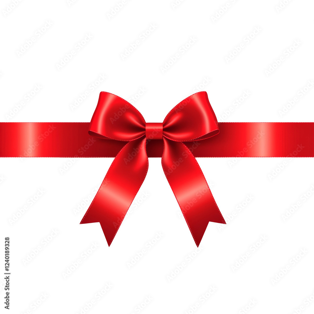 Fototapeta premium Realistic shiny satin ribbon bow with a transparent background for gift wrapping and decoration