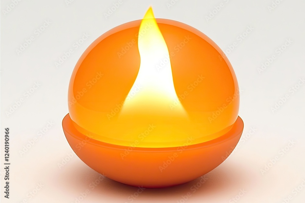 Modern orange glass candle holder with a flame-shaped LED light, perfect for minimalist home décor and creating a warm ambiance.