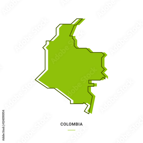 Colombia Outline Map with Green Colour. Modern Simple Line Cartoon Design - EPS 10 Vector