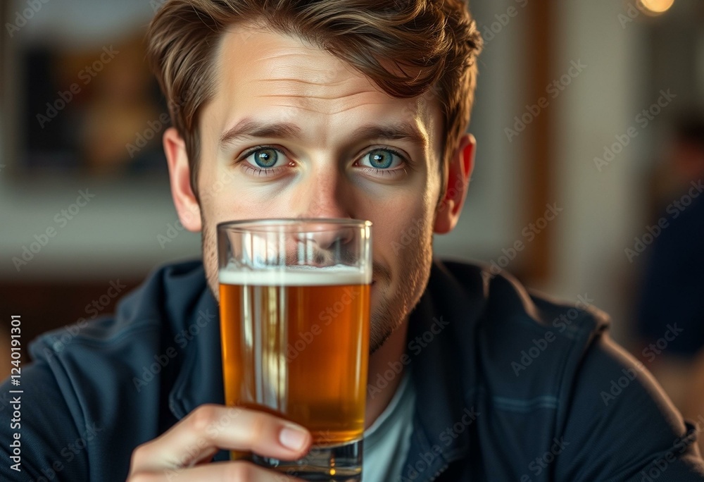 Relaxed male portrait with a glass of beer Relaxed male portrait with a glass of beer