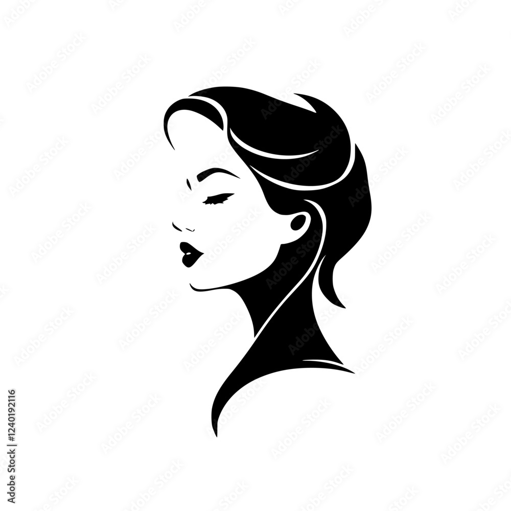 Elegant Woman Profile: Black and White Minimalist Vector Art. A stylish and sophisticated graphic design, perfect for fashion, beauty, and profile pictures. Elegant Woman Profile: Black and White Minimalist Vector Art. A stylish and sophisticated graphic design, perfect for fashion, beauty, and profile pictures.