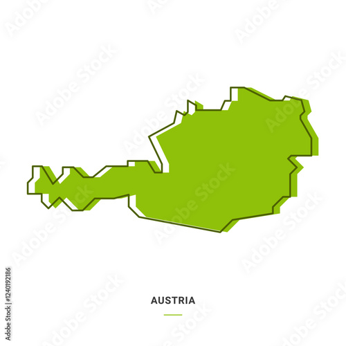 Austria Outline Map with Green Colour. Modern Simple Line Cartoon Design - EPS 10 Vector