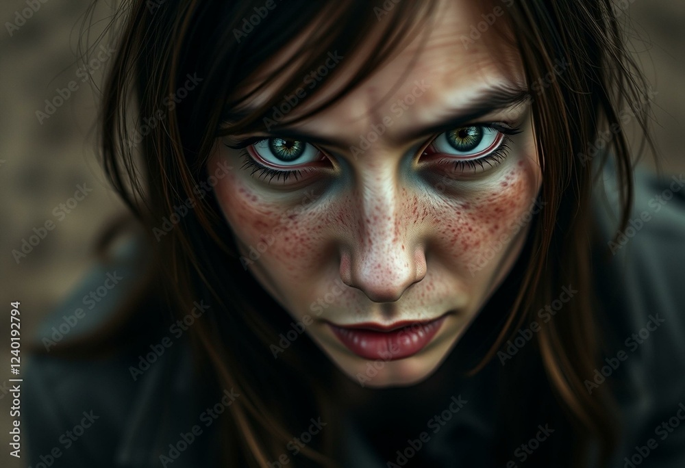 Terrified female portrait with sharp focus on eyes Terrified female portrait with sharp focus on eyes
