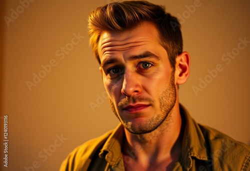 Photorealistic portrait of a drunk male person