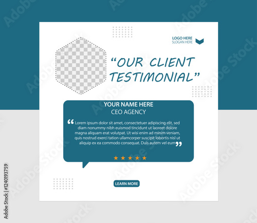 Your clients testimonial,2025 with safe,Circle,polygon,ractangle,with blu,yollw,gray available color.Testimonial banner designClient testimonial or Customer feedback social media banner template. New 